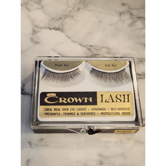 Crown Lash Handmade 100% Real Hair Eyelashes Black  Preshaped Trimmed Feathered - Picture 1 of 3